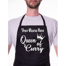 Print4U Personalise This Apron Queen Of Curry Any Name Here BBQ Cooking Apron Pink