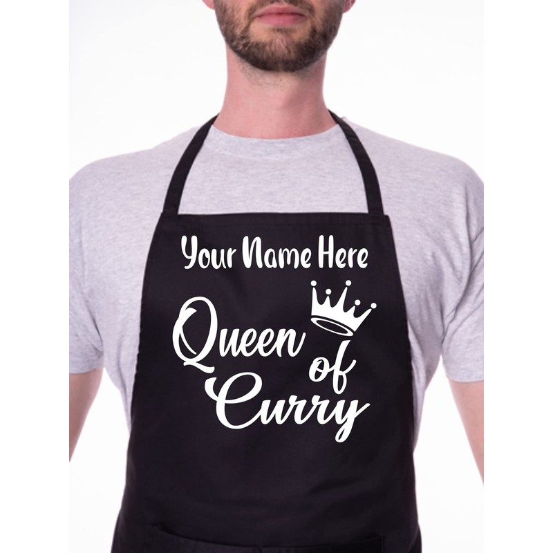 Print4U Personalise This Apron Queen Of Curry Any Name Here