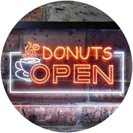 ADVPRO Donuts Open Dual Color LED Neon Sign White & Orange 16" x 12" st6s43-i0016-wo