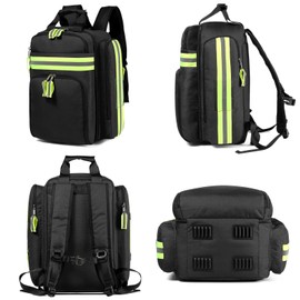 Gatycallaty First Aid Backpack - Medical Evacuation Bag - Red Emergency Lifeguard Bag for Ems Emt First Responders (Black)
