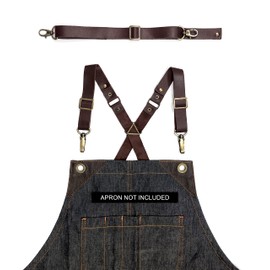Under NY Sky Real Leather Strap for Apron - Cross Shoulder & Waist Set - Brown