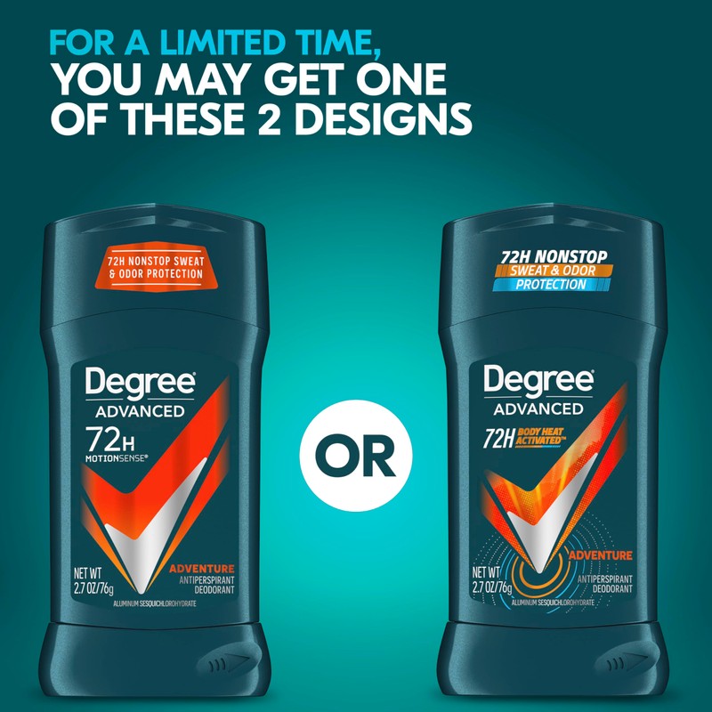 Degree Men Antiperspirant Deodorant Adventure 72-Hour Sweat and Odor Protection
