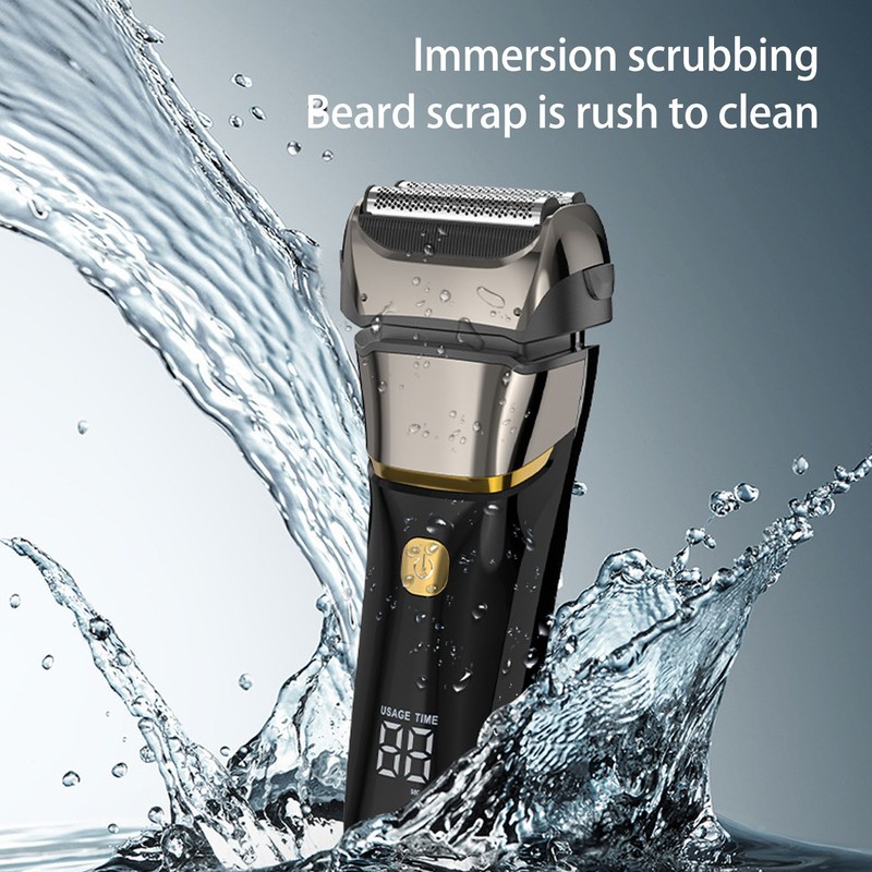 Men Cordless Electric Face Shaver Digital Display USB Rechargeable Washable