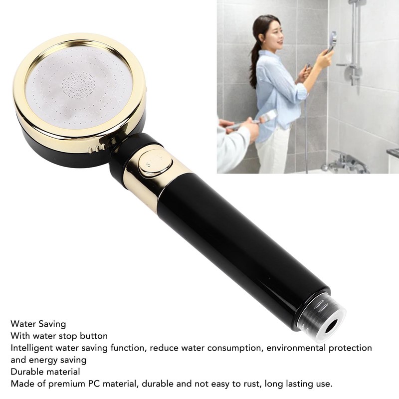 Handheld Shower Head with Water Stop Button 3 Levels Adjustable