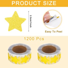 Whaline 1200Pcs Glitter Gold Silver Star Stickers Glitter Self Adhesive Stickers Reward Behavior Chart Label Decals for DIY Greeting Cards Making Scrapbooking Wall Creative Home Decoration