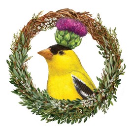 20 Napkins Yellow Bird in Leaf Wreath Table Decoration Decoupage Decoupage 33 x 33 cm