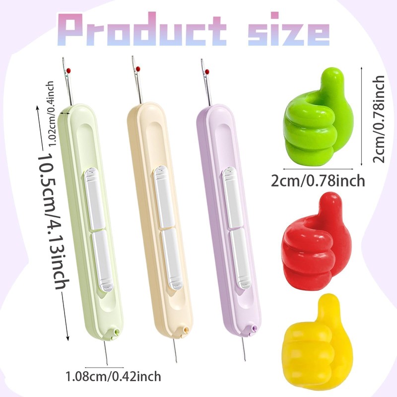3pcs Needle Threaders, 2 in 1 Needle Threader Seam Ripper