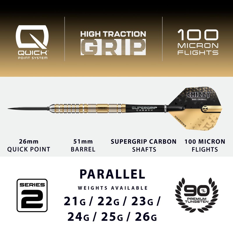 Harrows Dave 'Chizzy' Chisnall 90% Tungsten Darts Pro Player Steel