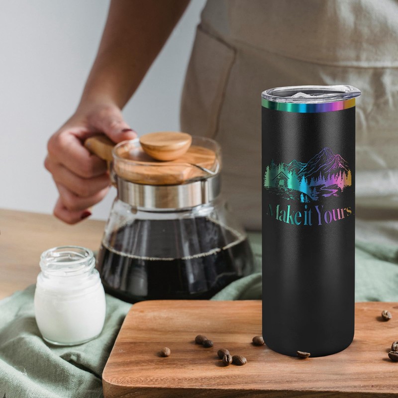 YOUKE OLA 8 Pack Rainbow Plated Stainless Steel Tumbler Straight