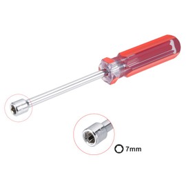 sourcing map Non-Magnetic 7mm Nut Driver Red Coded Handle with 3.7 Inch Shaft