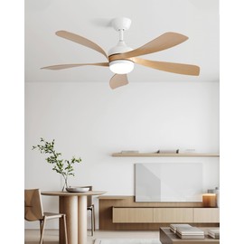 52 inch Ceiling Fans with Lights,Modern,Low Profile,Remote Control,3 Downrods,5 Blades,3-Color LED Light,Quiet Reversible DC Motor for Living Room,Bedroom,Patios