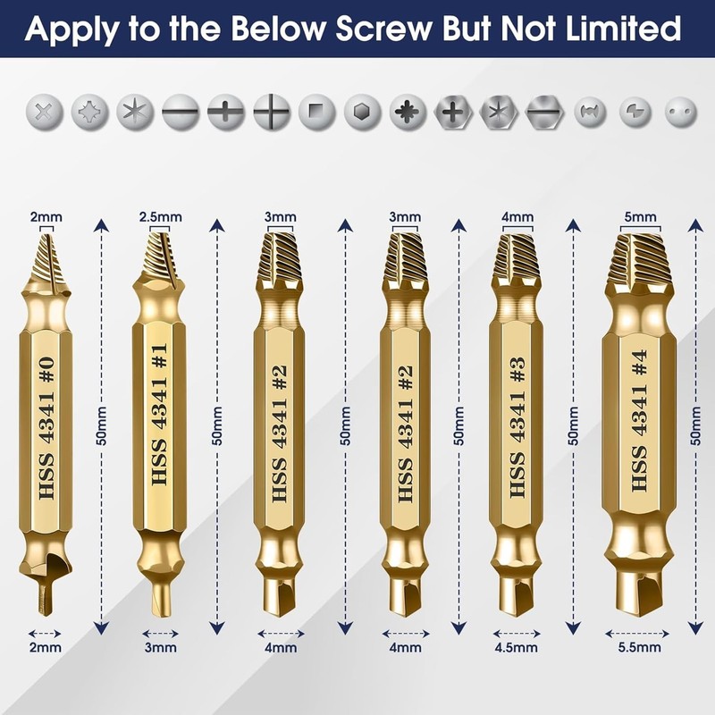 AYMBH Set 6-Piece HSS Drill Bit Kit for Stripped, Rusted,
