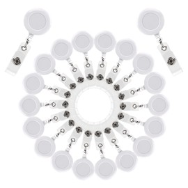 PG6 Premium Retractable ID Badge Reels with Clip (20 Pcs White)