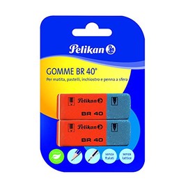 Pelikan BR40 White Erasers for Pencils, Crayons, Ink and Ballpoint Pens, Suitable for Technical Drawing and Disassembly, Pack of 2