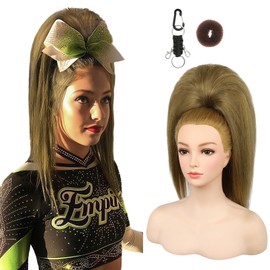 SEIKEA Cheer Ponytail Hair Piece, 100% Super Protein Fiber Straight Cheerleader Hairpiece Lightweight Silky Smooth Fluffy 18" Ponytail Extension for Cheerleader Competition, Dance Vintage Dirty Blonde
