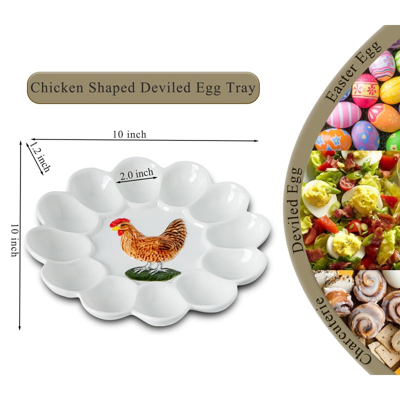 dgudgu Ceramic Deviled Egg Platter White Deviled Egg Tray With