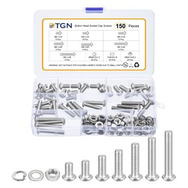 DTGN 150Pcs M6-1x10/12/16/20/25/30/35mm Button Head Socket Cap Screws - 304 Stainless Steel Bolt Nut Set Washer Assortment Kit - Good for Road Bicycle, Mountain Bike, Auto