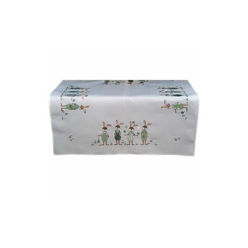 texpot Tischdecke 85 x 85 cm mit Stickerei Hasenkinder Osterhasen