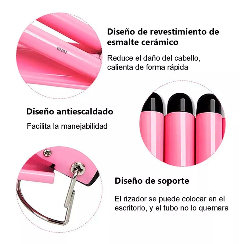 Vimi Rizador De Cabello Triple Tubo Ceramica Peinado Automático