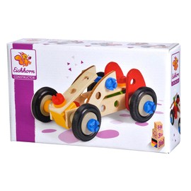 Eichhorn 100039016 Constructor Racing Car, 50 Pieces, Wooden Construction Set, 3 Different Model Variants, Buildable, FSC 100 % Certified Beech Wood, Made in Germany
