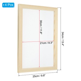 PATIKIL 13.4"x9.8" Wooden Paper Making Screen, 4 Pack Paper Making Mould Frame Papermaking Mould Deckle for DIY Paper Craft Dried Flower Handcraft, Natural Color