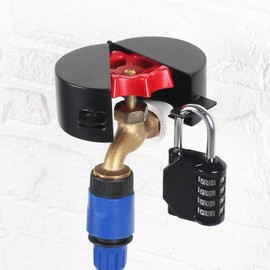 Water Spigot Lock(Password Lock) Metallic Black，Gate Valve Lock, No Installation Required，Prevent Water Theft-Tap Lock-Exterior Faucet Lock- Water Lock-Hose bib Lock-Faucet Locks Outdoor Child Proof