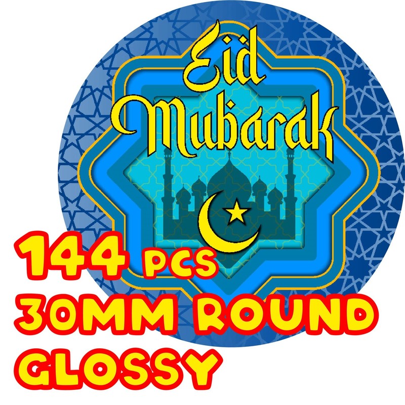 144 Eid Mubarak 30mm Glossy Reward Stickers