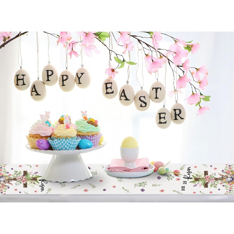 FurniGift Easter Table Runner 13x72 Inch - Natural Linen with