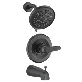 Ultrimkit 9-Setting Shower Faucet Trim Kit Compatible with Delta 13/14 Series, High Pressure 5.5" Round Rain Shower Head& Tub Handle Set, Matte Black(Valve& Catridge Not Inclued)