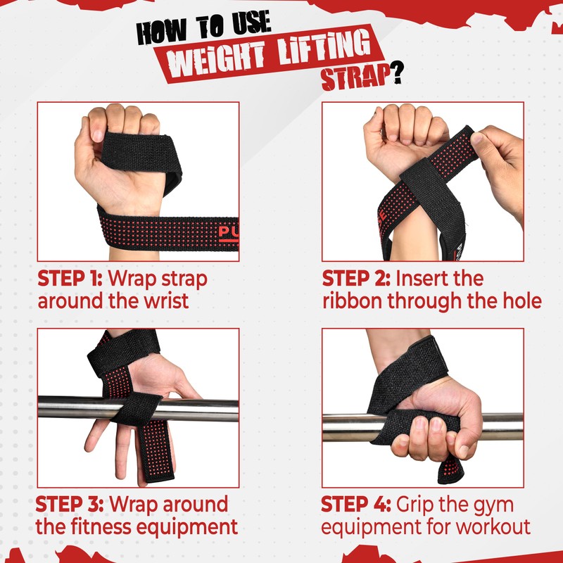 Weight Lifting Straps with Non-Slip Silicon Grip - 21 Inch,