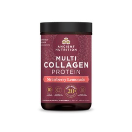 Ancient Nutrition Ancient Nutrition Collagen Powder Protein, Multi Collagen Protein Powder, Strawberry Lemonade, 24 Servings, w/Vitamin C, Hydrolyzed Collagen Peptides for Skin, Nails, Gut Health and Joints, 9.65oz