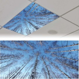 2 Pcs Fluorescent Light Covers for Ceiling Lights,Winter Woods Magnetic Light Covers with 10 Magnets Fluorescent Light Filters for School Classroom Home Office Drop Ceiling Lamp Decor 4 x 2 Feet