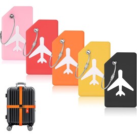 5 Pcs Etiquetas de Equipaje de Silicona, Etiquetas Equipaje de Avion, Identificador de Maletas, Reconocimiento Rápido, para Artículos de Viaje (5 Colors)