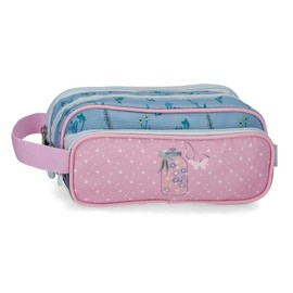Enso We Love Flowers Triple Pencil Case Pink 22 x 10 x 9 cm Polyester Pink Triple Case, Pink, Triple case