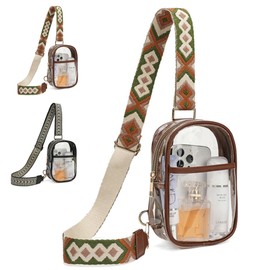 YJKRUJSE Clear Bag Stadium Approved Double Zipper with 1 Long Straps Sling Backpack Fanny Pack Concert Crossbody