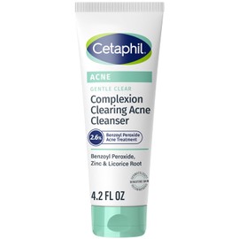 Cetaphil Gentle Clear Complexion-Clearing BPO Acne Cleanser with 2.6% Benzoyl Peroxide, Creamy and Soothing for Sensitive Skin, Suitable for All Skin Types, 4.2oz (Packaging May Vary)