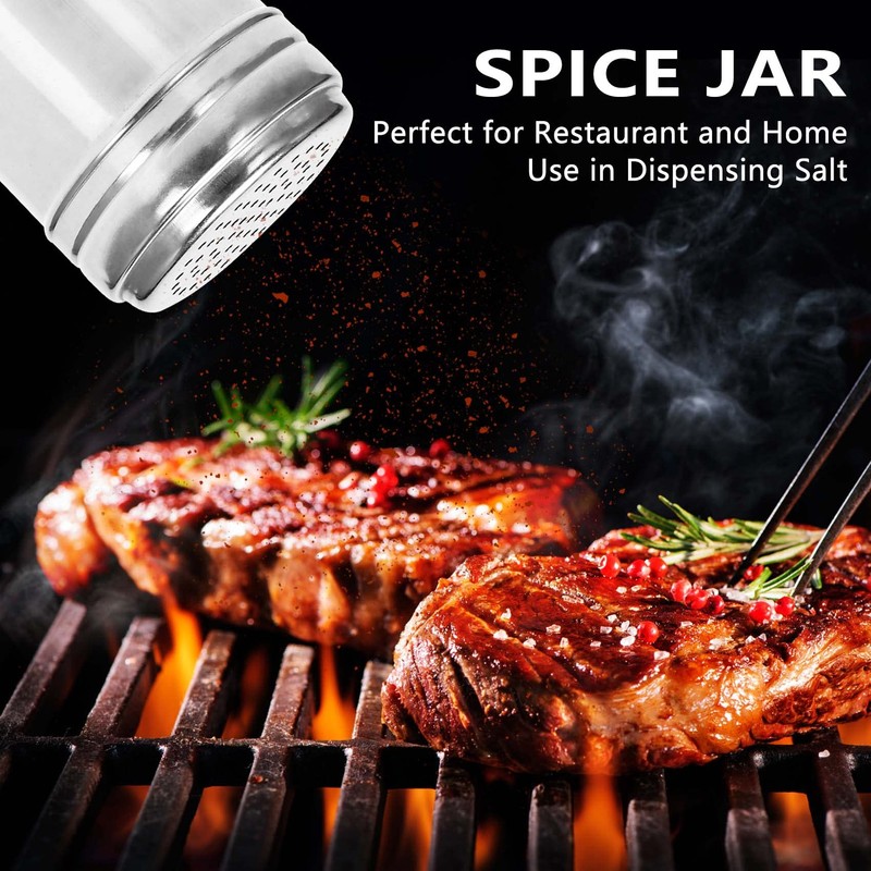 (Set of 2) Dredge Shakers 10 oz, Stainless Steel Spice
