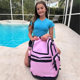 Choco Mocha Swim Backpack Girls, 35L Swimming Bag for Kids with Wet and Dry Compartments, Swim Gear Bag Fluids Purple
