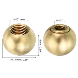 PATIKIL 17.5mm Brass Ball Lamp Finials Caps Knob, 2 Set Lamp Shade Decoration Screw Cap Nuts for Furniture Lighting
