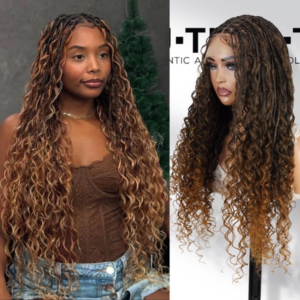 GLAM21USA Authentic Glueless Full Lace Braided Wig – Small Knotless