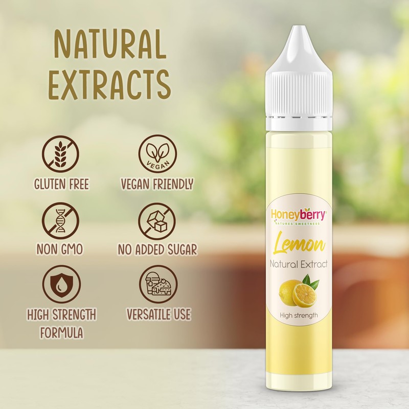 HONEYBERRY Natural Lemon Extract 30ml – Professional-Grade Highly Concentrated Flavouring