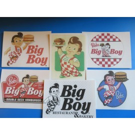 Big Boy Bob's Big Boy, Original Double Deck Hamburgers Lot of 6 stickers 1950-1988+BONUS