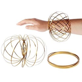 SHATCHI 11778 Magic Flow Ring Gold 3D Stainless Steel Toys Funny Kinetic Spring Infinity Arm Slinky Juggle Dance