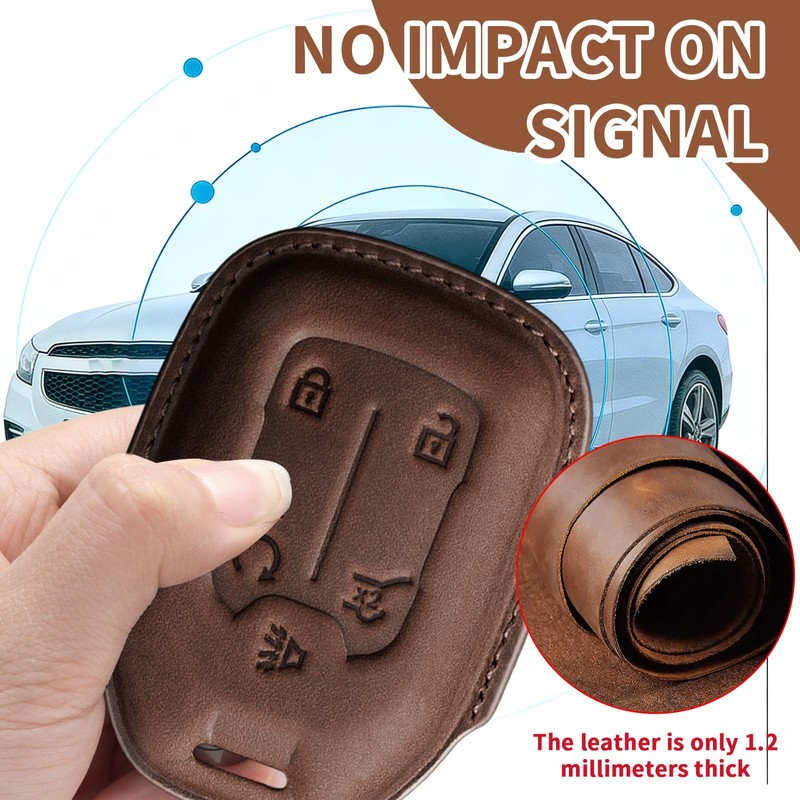 Key Fob Cover for 2019-2023 Sierra Silverado 1500 2500HD(K-Dark Brown)
