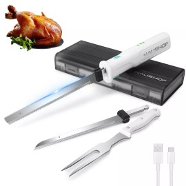 HAUSHOF Cordless Electric Knife 8V Rechargeable Meat Cutter Reciprocating Blades