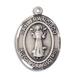 Bliss Sterling Silver San Francis Holy Medal Pendant Necklace 24" Chain GiftBox