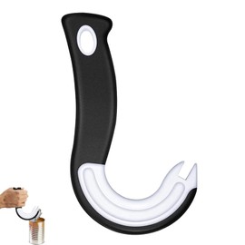 Can Opener for Seniors, Pull Ring Can Opener, J Shaped Kitchen Helper, for Cans with Locking Rings (Black)