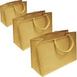 Jute Shopping Reusable Bags by Alan's Hessian Luxury Plain Tote Natural Eco Friendly Reusable Shopping Carriers (5, Small 22W x 20H x 12D cm)