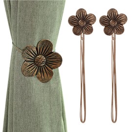 Lewondr Vintage Magnetic Curtain Tiebacks Resin Flower Curtain Buckle with Strong Durable Magnets for Home Cafe Office Decoration