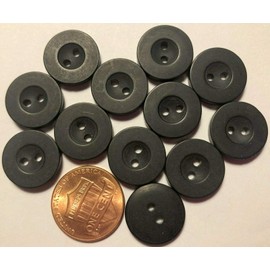 12 Matte Black Plastic nhKE Sew-Through 2-Hole Buttons Almost 5/8" 15mm
